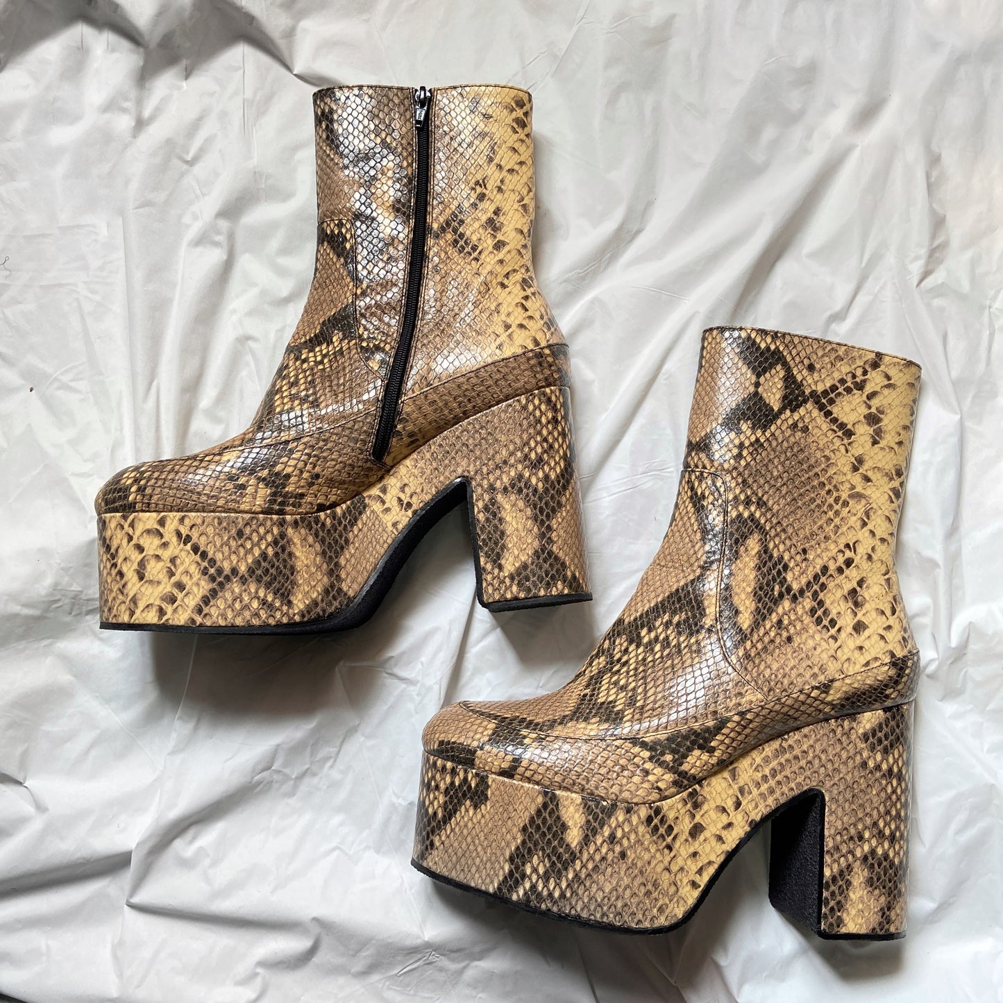 Dries Van Noten python texture calfskin platform boots 39