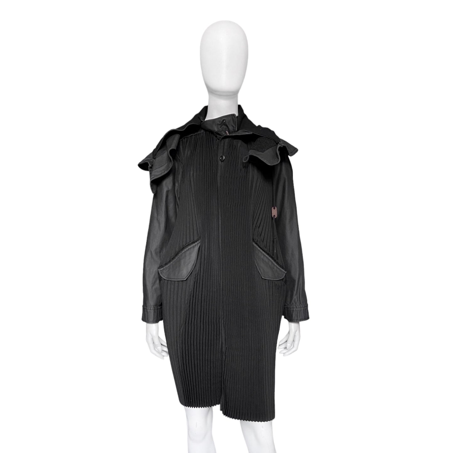 Junya Watanabe Fall 2010 pleated coat jacket with giant detachable hood