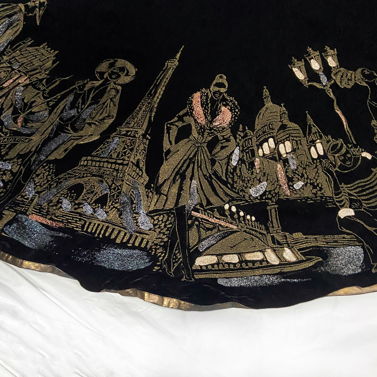 Jean Paul Gaultier Paris Black Gold Embroidered Skirt 42