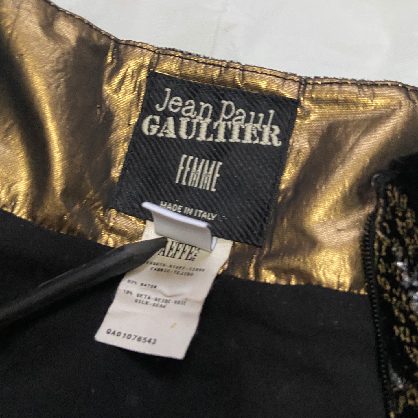 Jean Paul Gaultier Paris Black Gold Embroidered Skirt 42