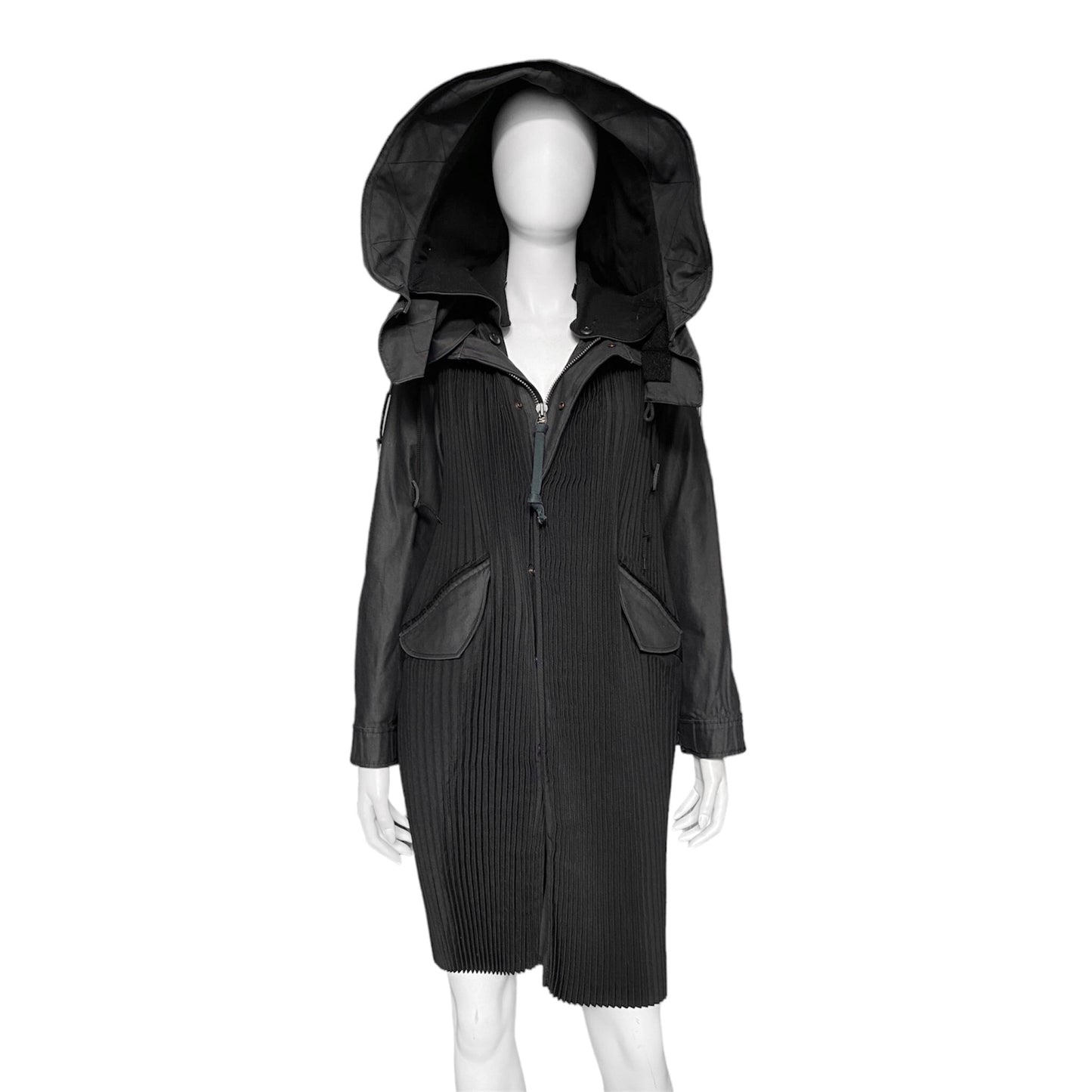 Junya Watanabe Fall 2010 pleated coat jacket with giant detachable hood
