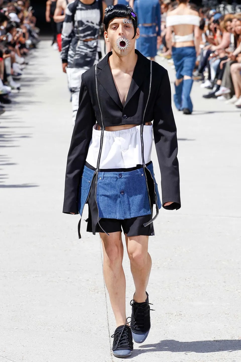 Hood By Air HBA ss16 deconstructed zipper blazer shirt jeans jacket S