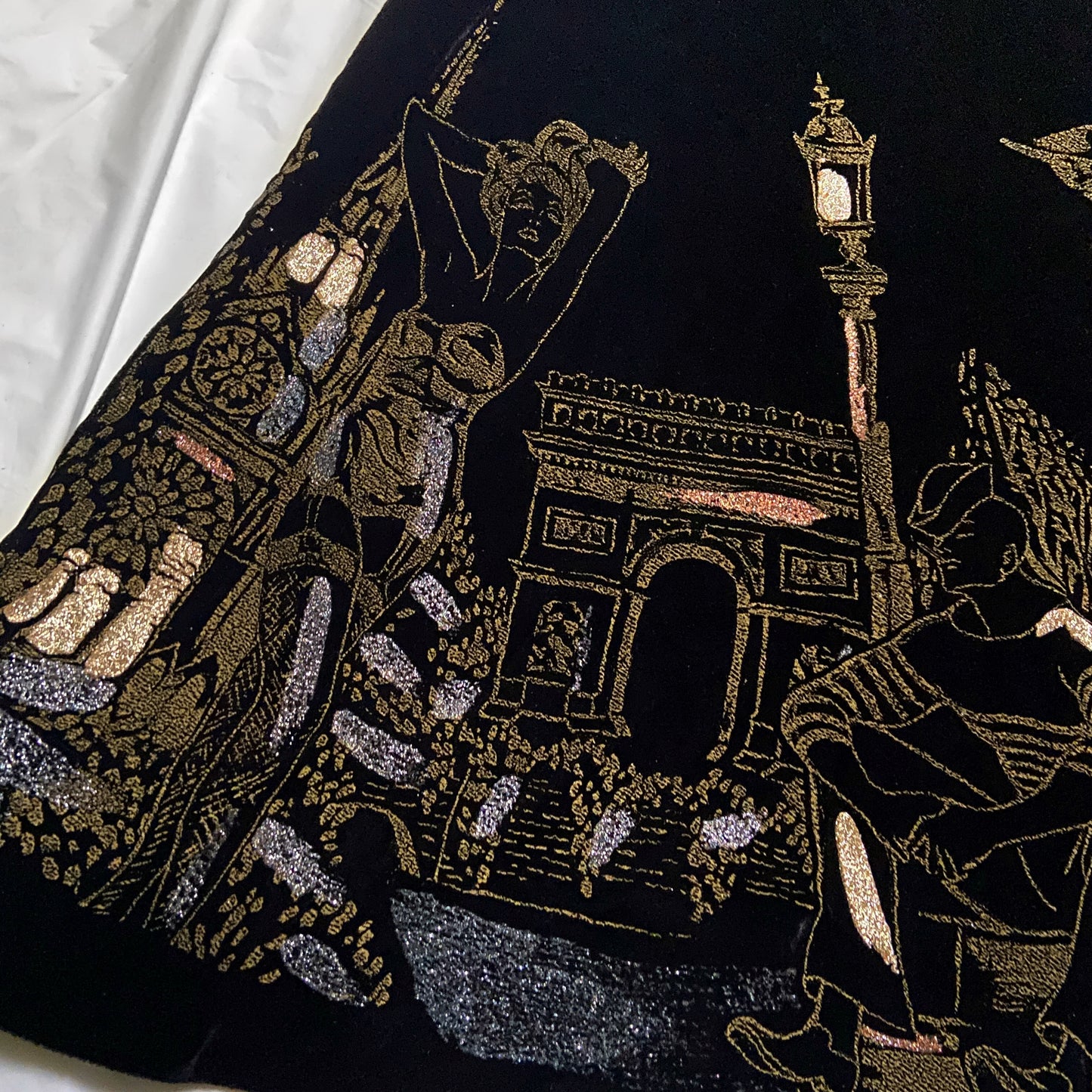 Jean Paul Gaultier Paris Black Gold Embroidered Skirt 42