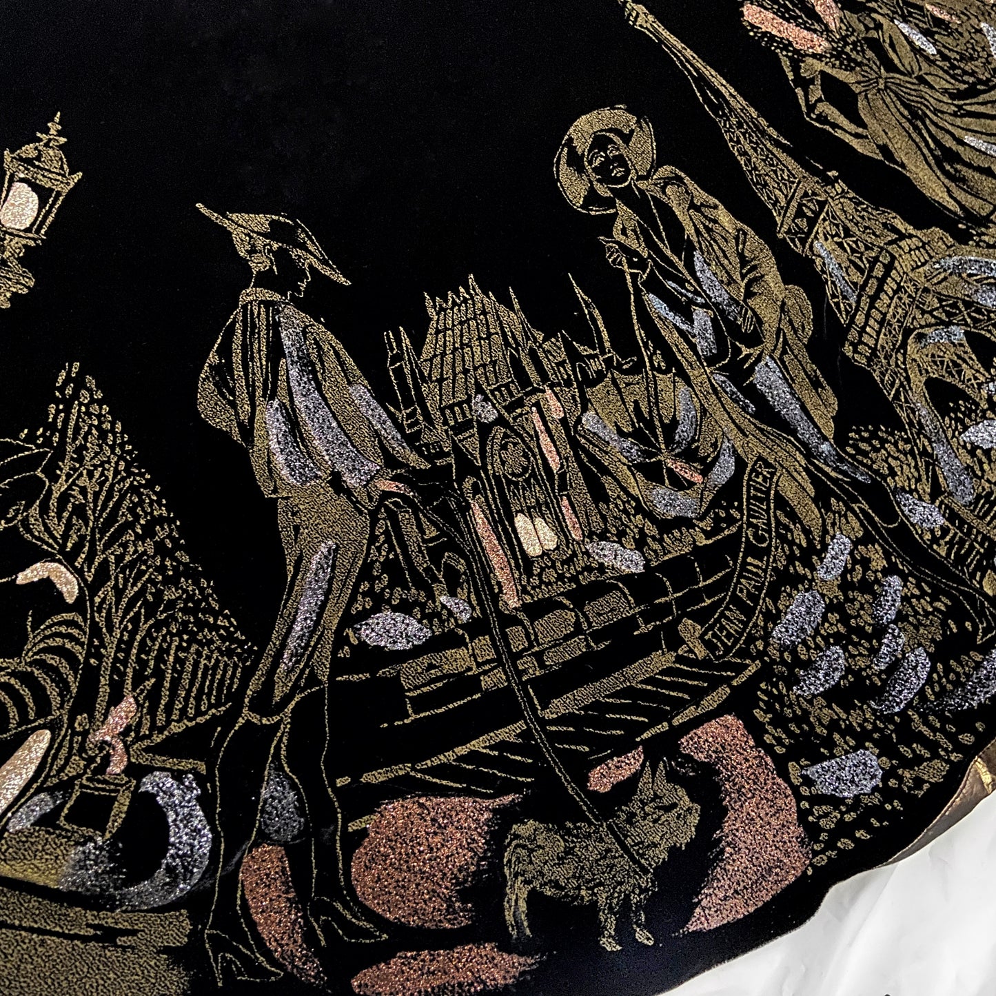 Jean Paul Gaultier Paris Black Gold Embroidered Skirt 42
