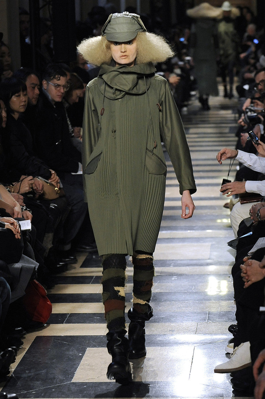 Junya Watanabe Fall 2010 pleated coat jacket with giant detachable hood