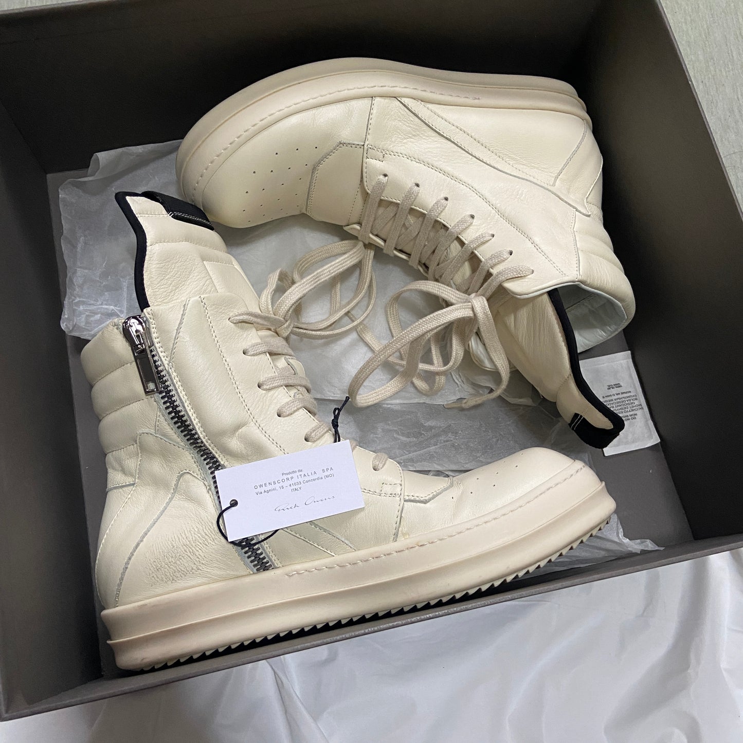 Rick owens milk white geobasket 40