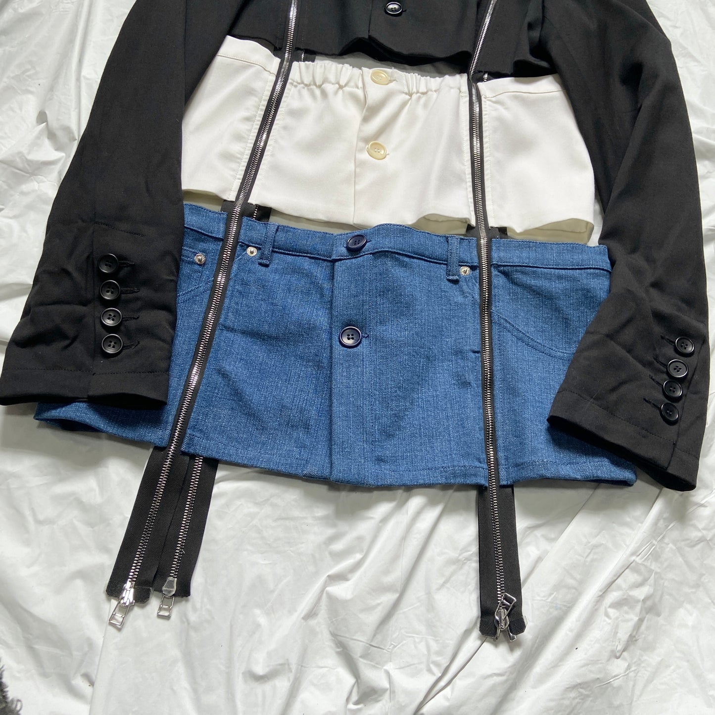 Hood By Air HBA ss16 deconstructed zipper blazer shirt jeans jacket S