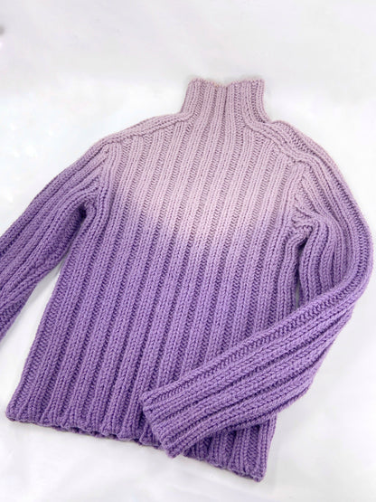 Gucci Fall 1998 Tom Ford Menswear Purple Ombré Heavyweight Knit Turtleneck Sweater L