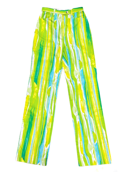 Gucci Spring 1996 Tom Ford Green Psychedelic Print Denim Jeans Pants 38