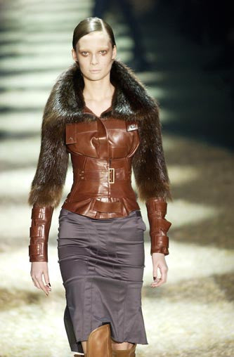 Gucci Fall 2003 Tom Ford SAMPLE Bondage Brown Lambskin Leather Blazer Jacket