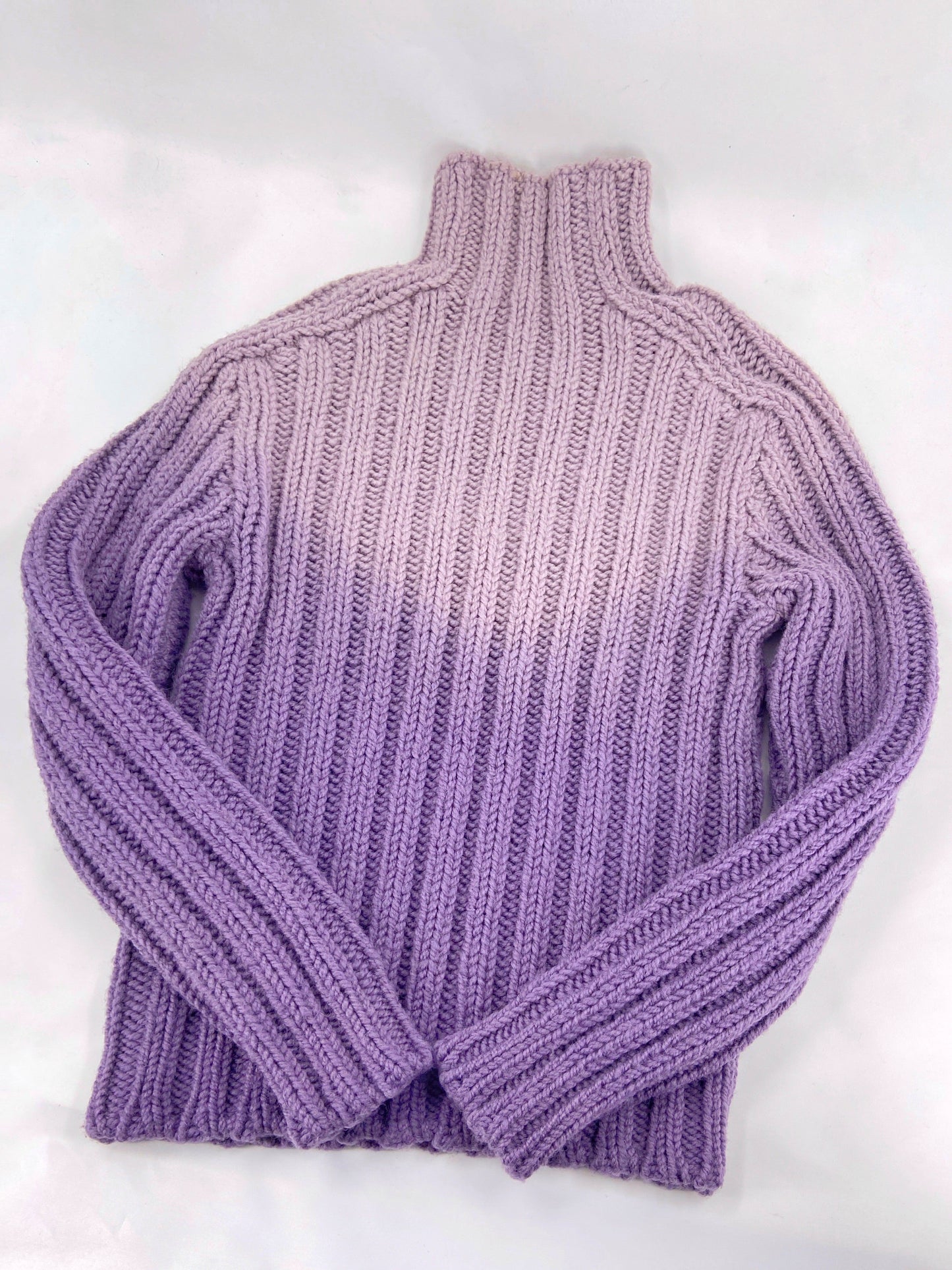 Gucci Fall 1998 Tom Ford Menswear Purple Ombré Heavyweight Knit Turtleneck Sweater L