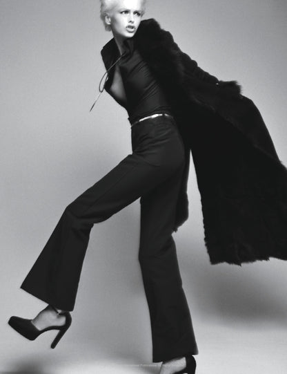 Gucci Fall 1996 Tom Ford Kate Moss Double-Breasted Long Shearling Coat 40