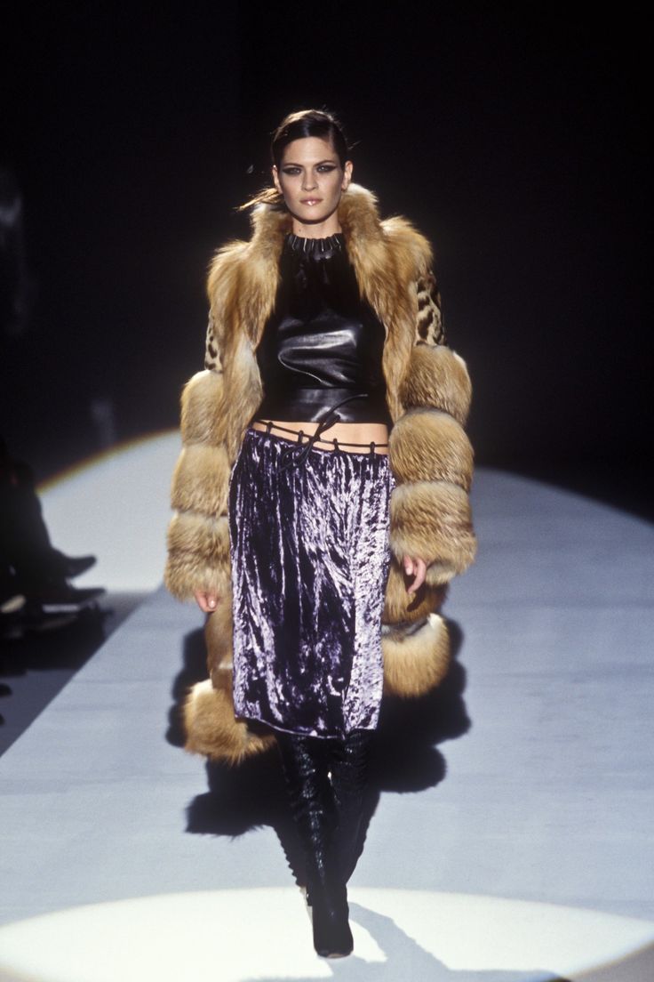 Gucci Fall 1999 Tom Ford Purple Crushed Velvet Flared Pants 42