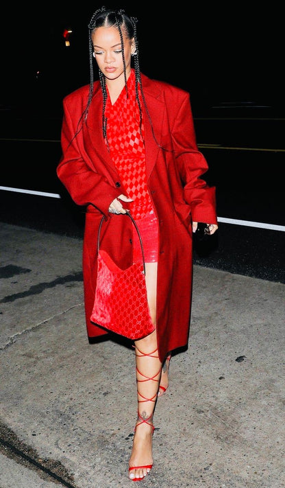 Gucci Fall 1997 Tom Ford Rihanna Red Monogram Velvet Handbag