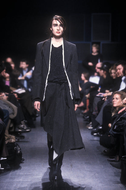 Ann Demeulemeester Fall 2000 Distressed Bondage Glitter Blazer with Exposed Lining 36