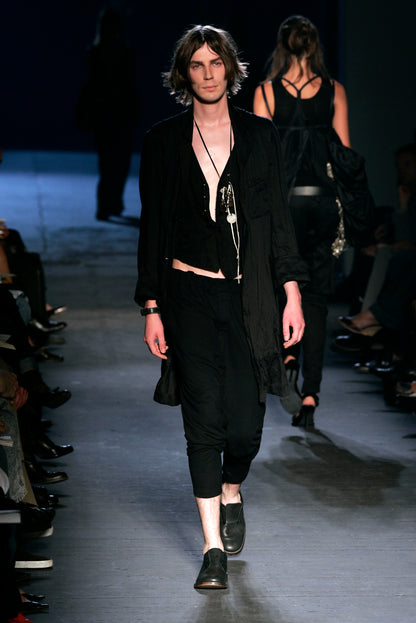 Ann Demeulemeester Spring 2006 Men’s Navy Wrinkled Coat XXS