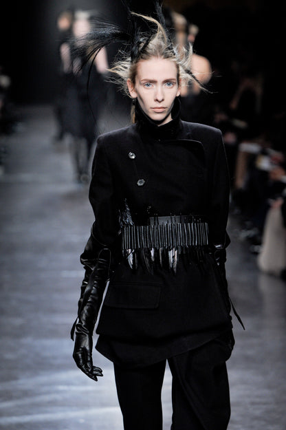 Ann Demeulemeester Fall 2011 Feather Harness Bondage Lambskin Fingerless Gloves