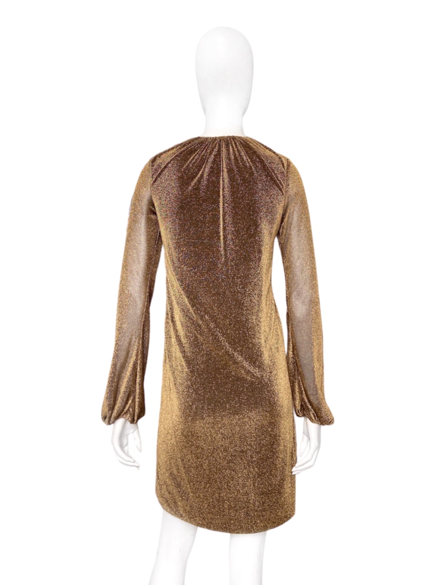 Gucci Fall 2000 Tom Ford Runway Gold Glitter Dress 38