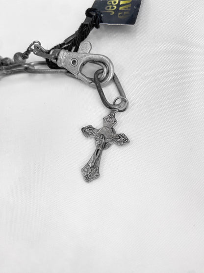 BWNT Jean Paul Gaultier 90S Sample 1/1 Grail XXL Painted Jesus Crucifix Cross Bull Beaded Necklace