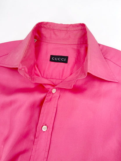 Gucci Fall 1997 Tom Ford Men’s Pink Silk Dress Shirt