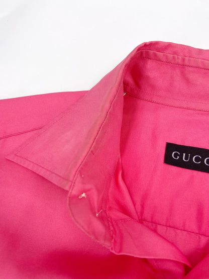 Gucci Fall 1997 Tom Ford Men’s Pink Silk Dress Shirt