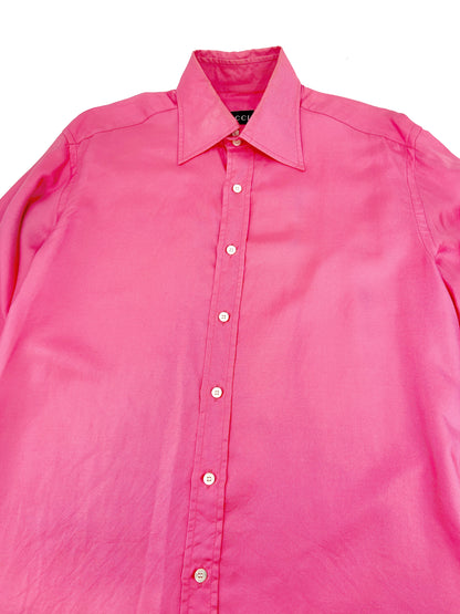 Gucci Fall 1997 Tom Ford Men’s Pink Silk Dress Shirt