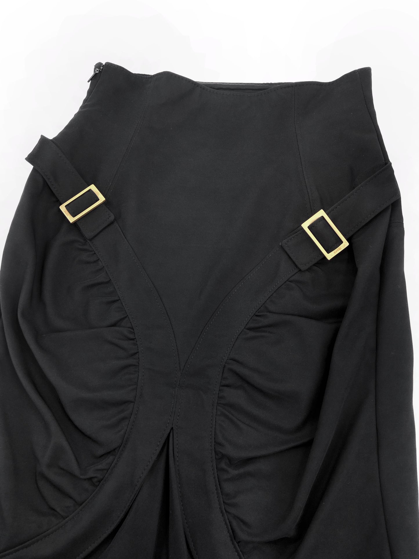 Gucci Fall 2003 Tom Ford Epaulettes Military Jacket Ruched Pencil Skirt Suit Set 38