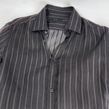 Gucci Spring 2003 Tom Ford Striped Sheer Silk Button Dress Shirt