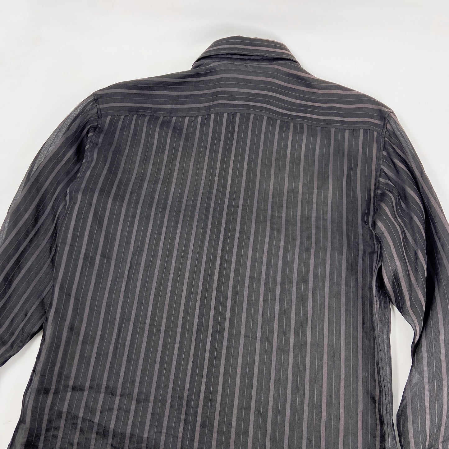 Gucci Spring 2003 Tom Ford Striped Sheer Silk Button Dress Shirt