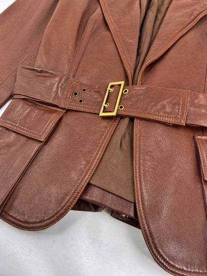 Gucci Fall 2003 Tom Ford SAMPLE Bondage Brown Lambskin Leather Blazer Jacket