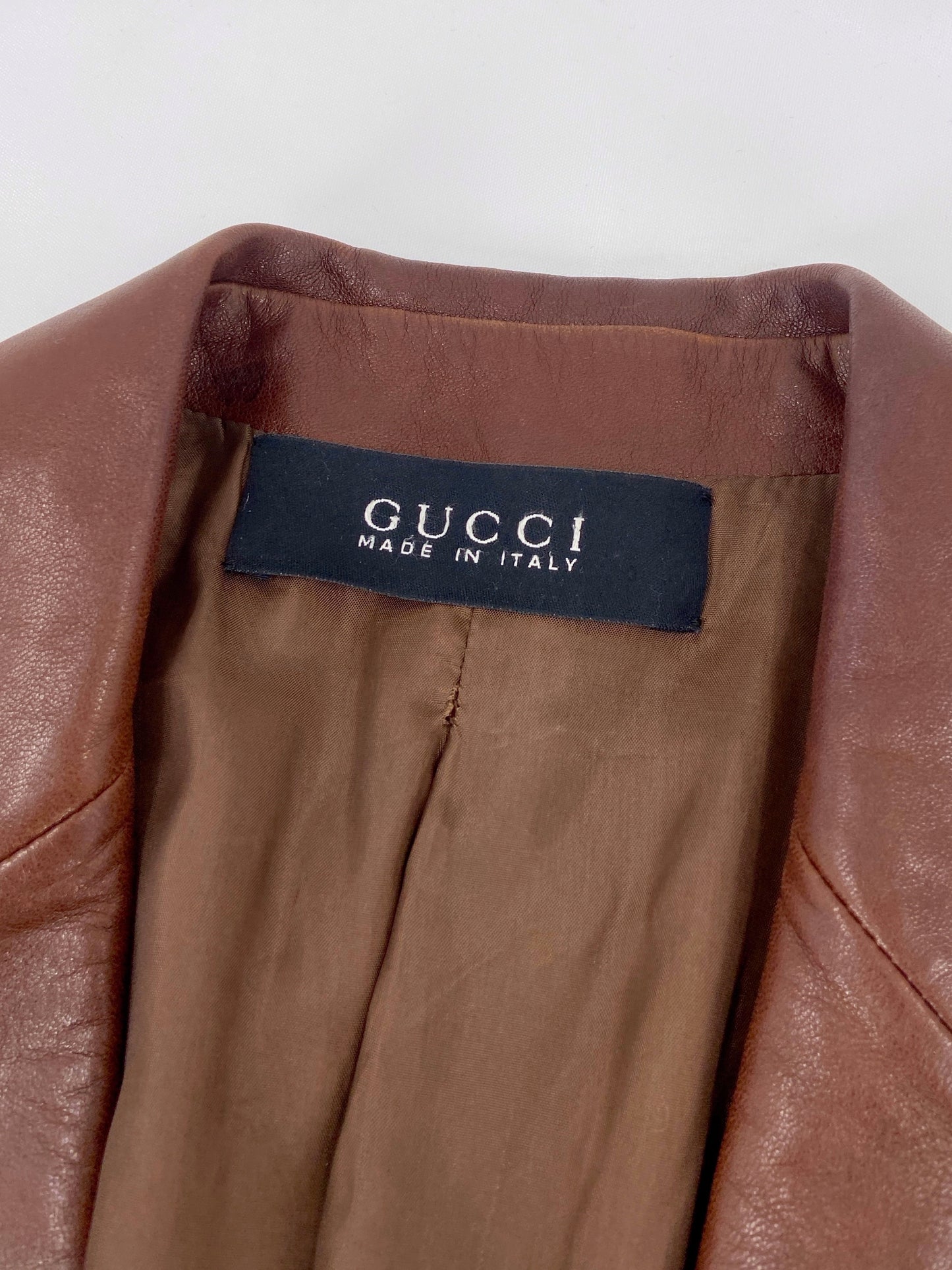 Gucci Fall 2003 Tom Ford SAMPLE Bondage Brown Lambskin Leather Blazer Jacket