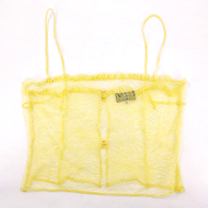 Gianni Versace Couture Fall 2000 Yellow Floral Lace Singlet Camisole Crop Top