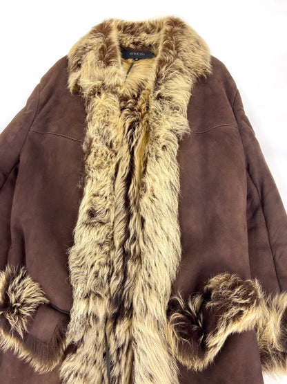 Gucci Fall 1998 Tom Ford Oversized Brown Shearling Fur Coat