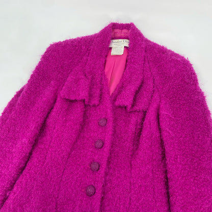 Christian Dior Fall 1997 John Galliano Fuschia Mohair Bar Jacket Skirt Suit