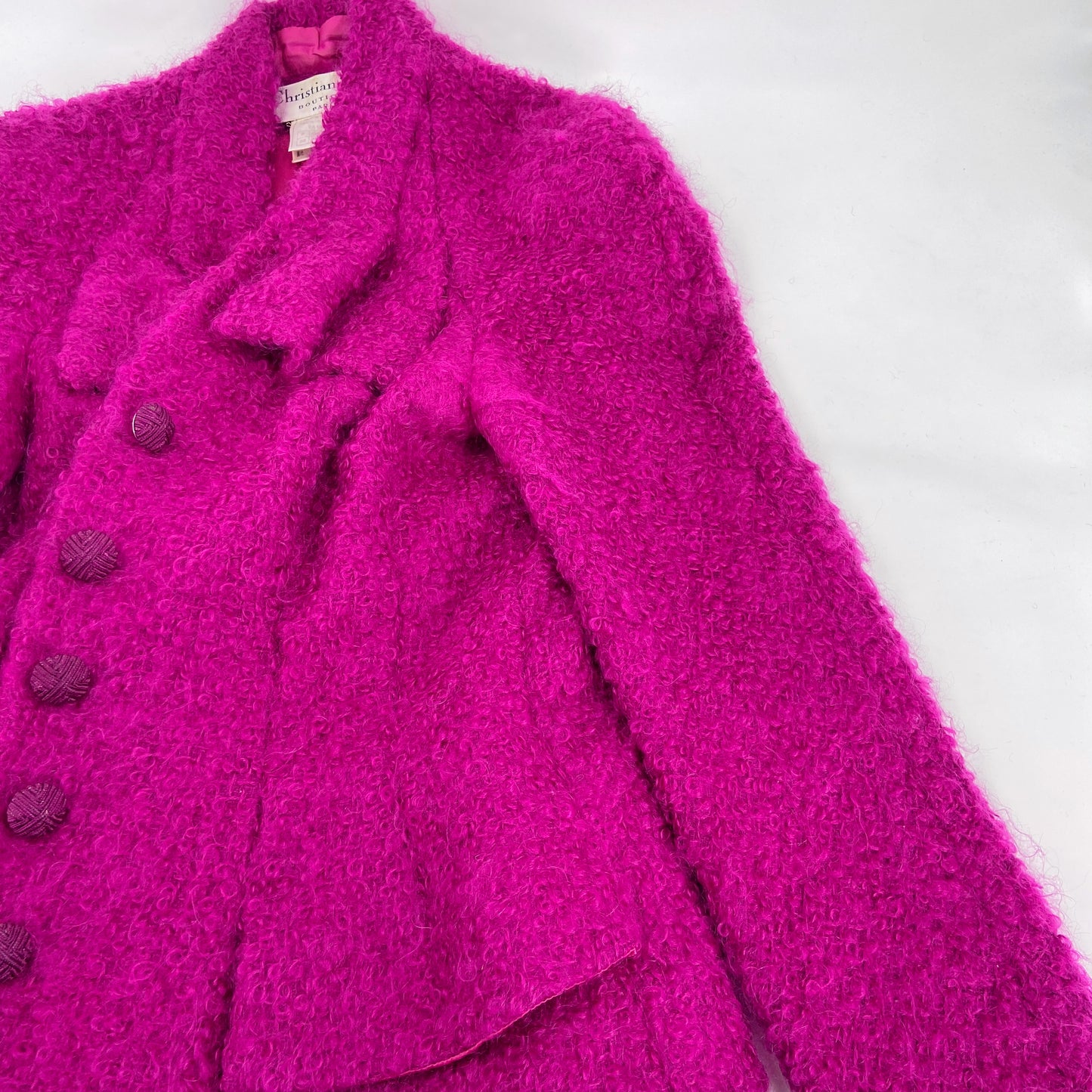 Christian Dior Fall 1997 John Galliano Fuschia Mohair Bar Jacket Skirt Suit