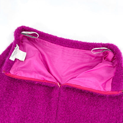 Christian Dior Fall 1997 John Galliano Fuschia Mohair Bar Jacket Skirt Suit