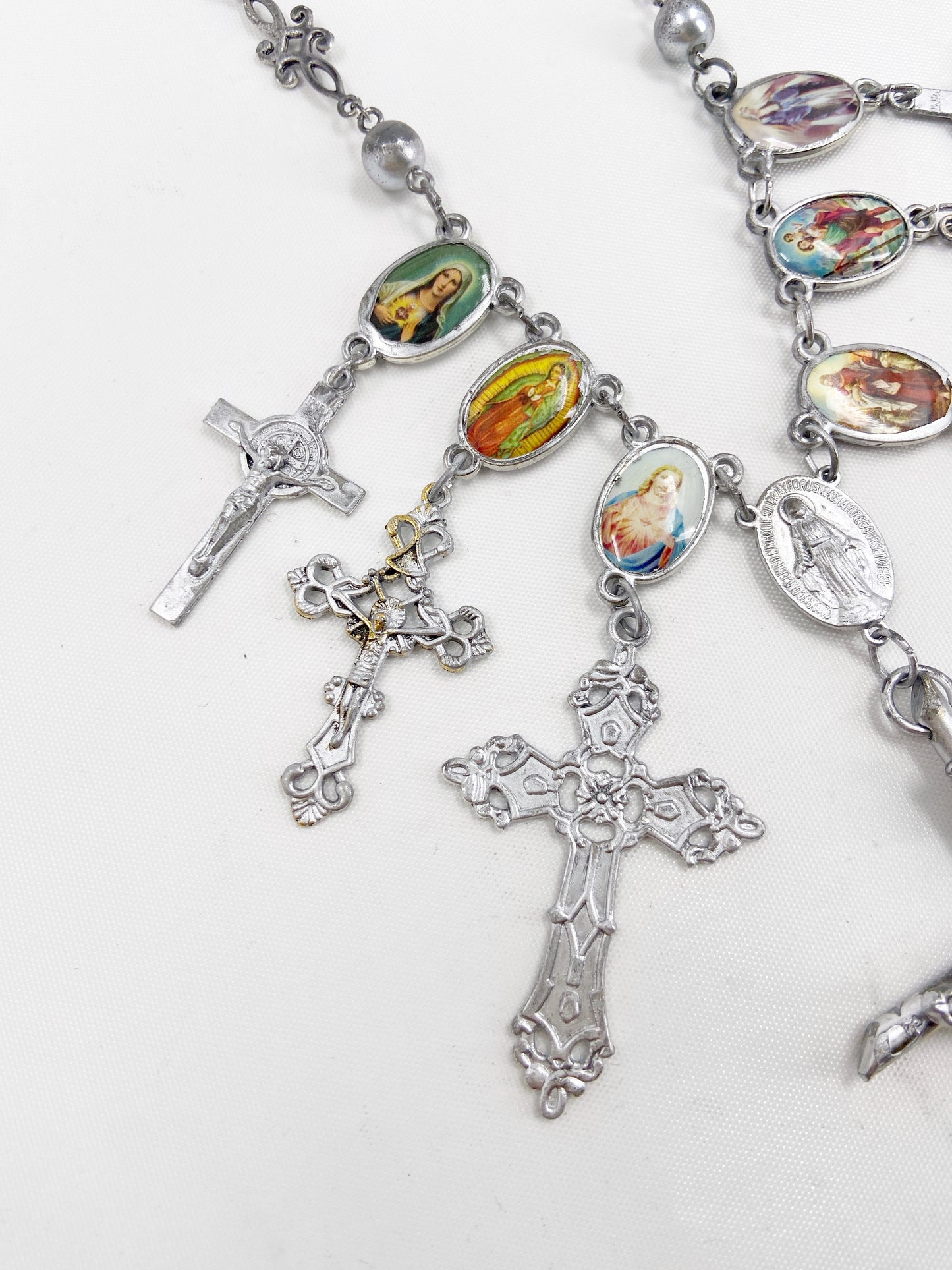 Jean Paul Gaultier 90S Sample 7 Cross Enamel Christian Pendant Chain Necklace