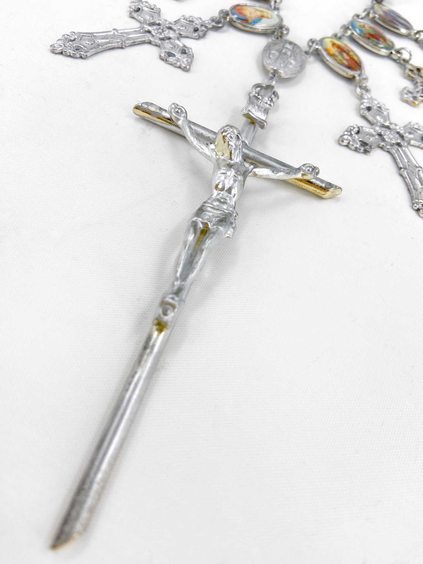 Jean Paul Gaultier 90S Sample 7 Cross Enamel Christian Pendant Chain Necklace