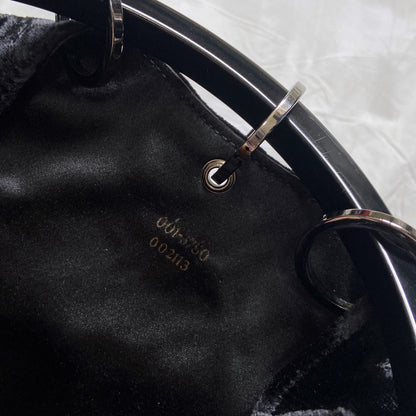 Gucci Fall 1999 Tom Ford Large Black Velvet Bucket Acrylic Ring Bag