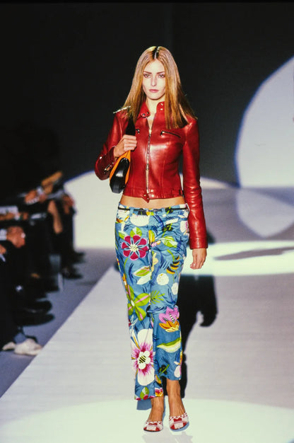 Gucci Spring 1999 Tom Ford Iconic Runway Blue Floral Pants 42