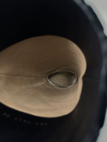 Gucci Fall 1997 Tom Ford Dark Navy Guccisima Monogram Velvet Metal Heel Tall Boots 36