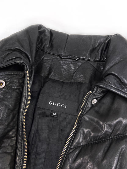 Gucci Fall 1998 Tom Ford Lambskin Leather Quilted Down Puffer Jacket 40