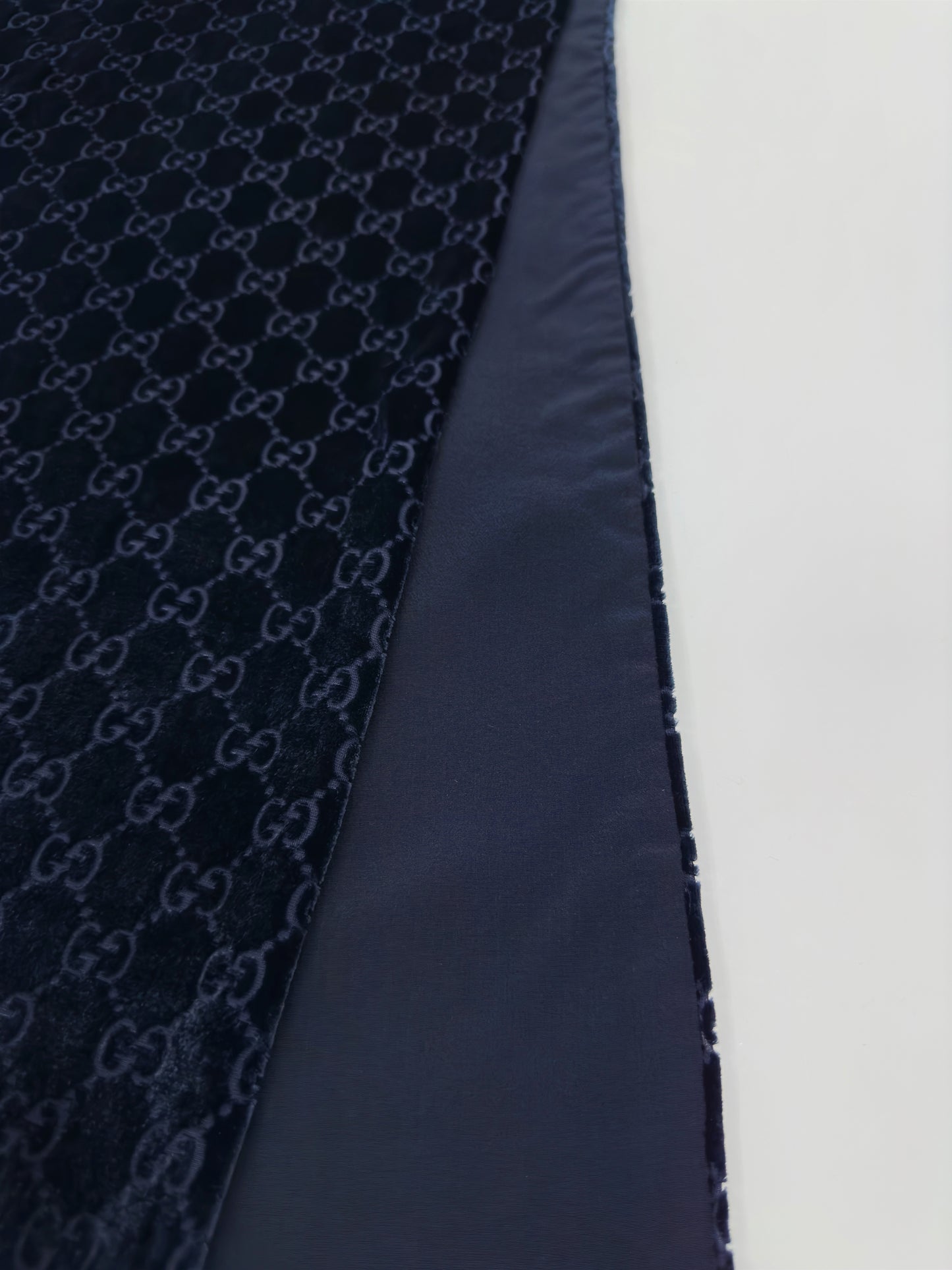 Gucci Fall 1997 Tom Ford Navy Monogram Velvet Scarf