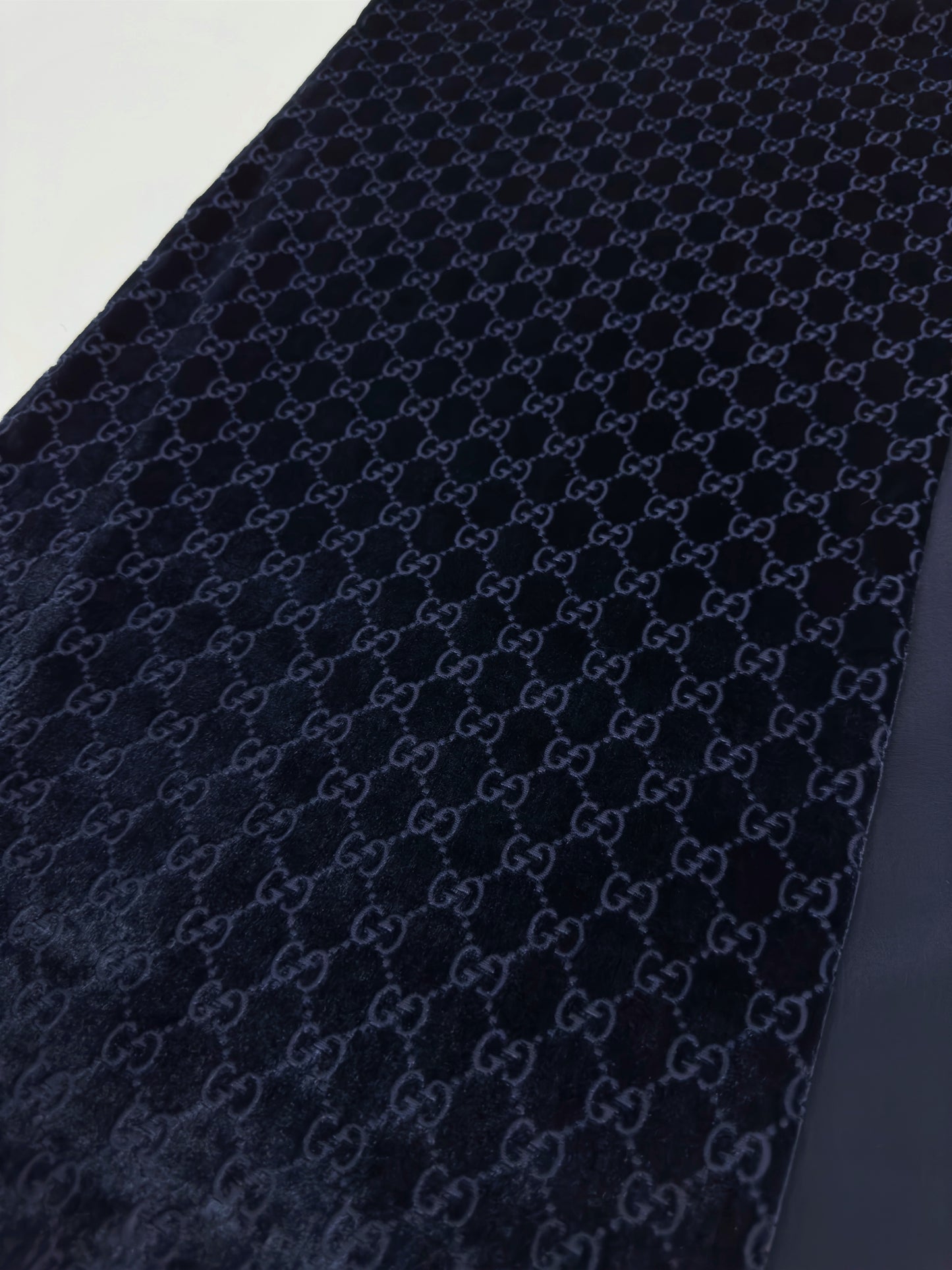 Gucci Fall 1997 Tom Ford Navy Monogram Velvet Scarf