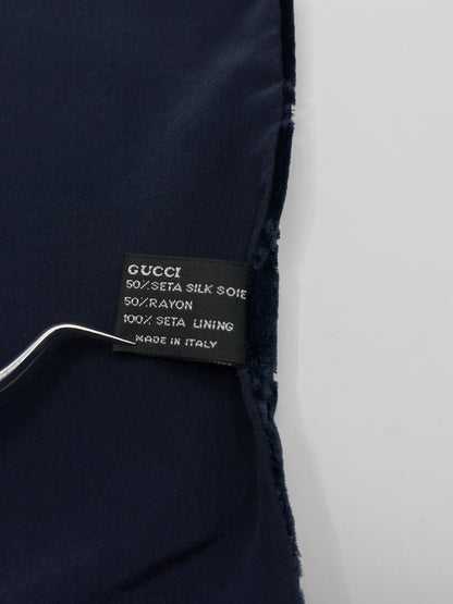 Gucci Fall 1997 Tom Ford Navy Monogram Velvet Scarf