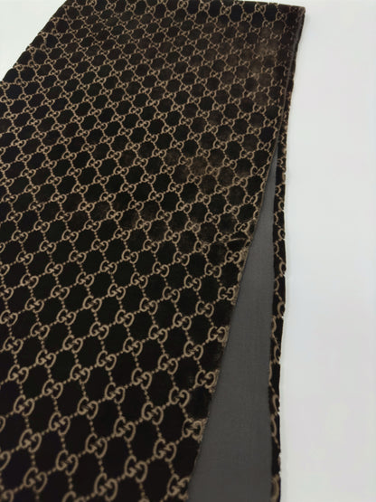 Gucci Fall 1997 Tom Ford Brown Monogram Velvet Scarf