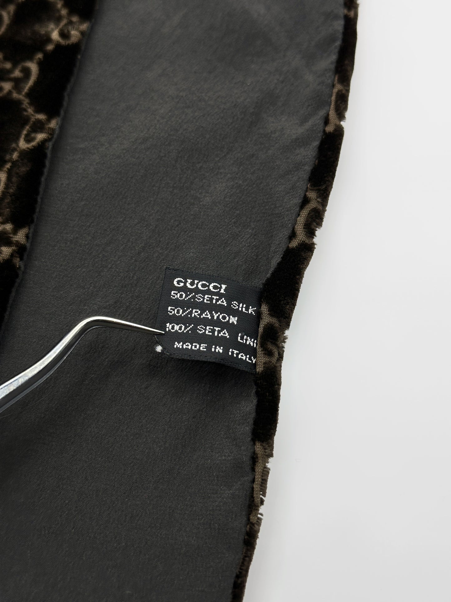 Gucci Fall 1997 Tom Ford Brown Monogram Velvet Scarf