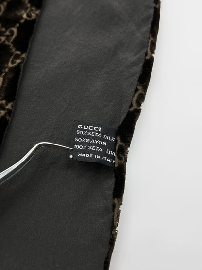Gucci Fall 1997 Tom Ford Brown Monogram Velvet Scarf