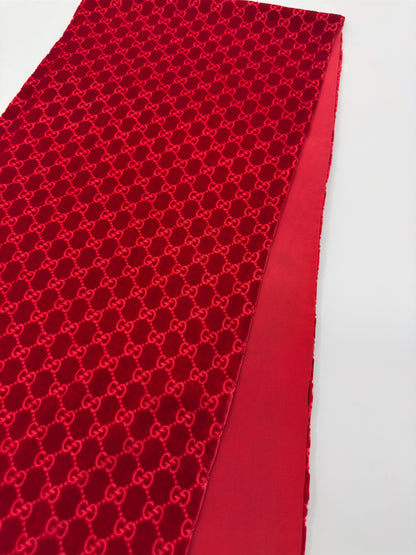Gucci Fall 1997 Tom Ford Red Monogram Velvet Scarf