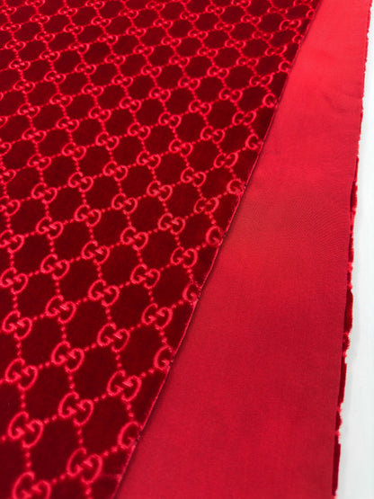 Gucci Fall 1997 Tom Ford Red Monogram Velvet Scarf